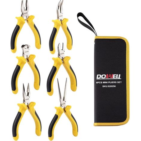 Mini-Zangen-Set 6-teilig Nadelspitze Diagonalschneider mit Tasche (1/5)