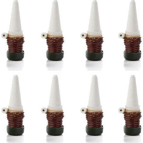 8 pièces système d'arrosage goutte à goutte, pointes céramiques auto-régulées, pour plantes d'intérieur, bonsaïs et fleurs (1/4)