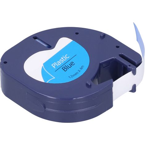 Ruban d'étiquettes de rechange pour machine DYMO LETRATAG, accessoires d'impression DIY, 12 mm x 4 mètres, lettres noires sur fond bleu, référence 91205 (1/5)
