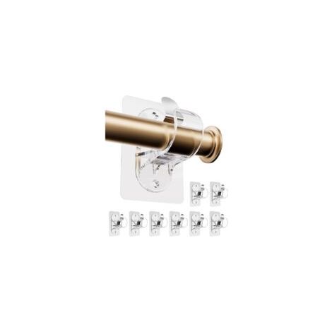 Juego de 8 ganchos para barra de cortina – Autoadhesivos – Aptos para baño, cocina, sala de estar y dormitorio – Transparentes – Crezuo (1/4)