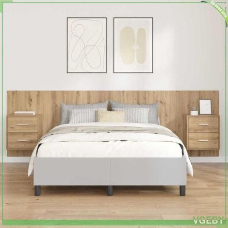 Tête de lit avec armoire - Chêne artisanal - Grand espace de stockage - Design minimaliste - Montage facile (1/5)