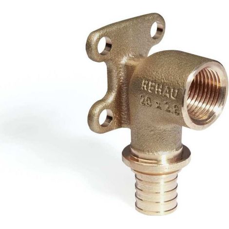 Rehau Wandwinkel Rautitan RXplus, 20mm x Rp 1/2", mit quadratischer Wandscheibe, Rotguss