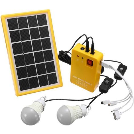 Kit Chargeur Solaire 6V 3W + 3 LED Ampoules + USB Chargeur Panneau d'alimentation