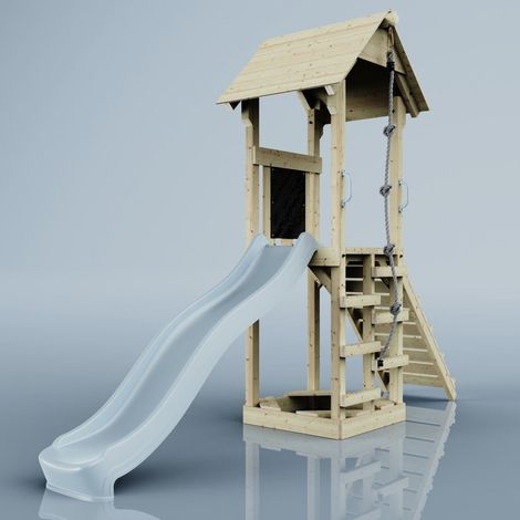PolarPlay Tower Kids Wooden Climbing Frame - Yarin Mist (1/5)