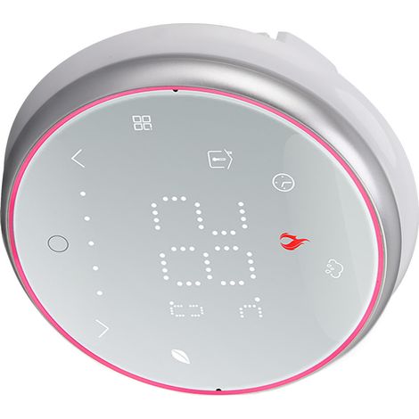 Thermostat programmable pour chauffage électrique, base ronde, profondeur d'encastrement de 13 mm, affichage LED, sans fil, thermostat intelligent, 95-240 V CA, blanc (1/5)