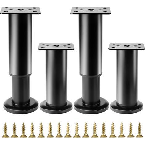 4 Pcs Pied de Meuble Reglable 12-18 cm, Pied Meuble Reglable, Pieds de Table de Nivellement pour Meubles, Pieds de Meubles Réglables en Hauteur Noirs pour Chaises Lit Canapé Placard Armoires (1/5)