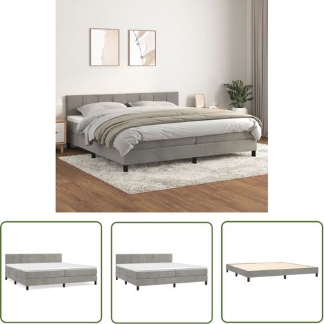 The Living Store Boxspringbett mit Matratze Hellgrau 200x200 cm Samt - Samtbett - Boxspringbett - Doppelbett - Bettenrahmen - Hochwertiges Bett (1/5)