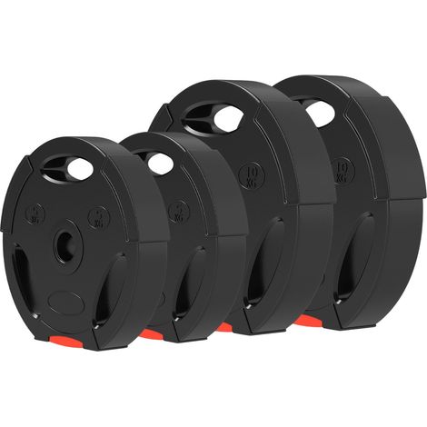 Juego de 4 mancuernas, 2 pesas de 5 kg/10 kg, juego de discos de pesas, discos de pesas para barra de pesas de 2,5 cm, diámetro de 30 mm de diámetro, negro