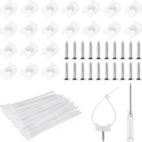 500 PCS Fixations de Serre-Câbles, Attaches de Câble avec Base de Montage d'Attache-Zip, Vis et Tournevis, Colliers de Serrage en Nylon pour Fixation et Organisation (1/5)