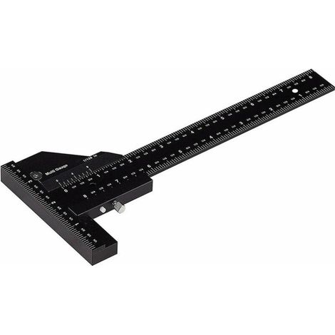 Règle de Menuiserie, Règle de Traçage Multifonctionnelle pour le Travail du Bois, Règle en forme de T en aluminium, Dispositif de traçage, Outil de mesure de 0-280mm, Mesure précise à 0,02 mm,noir, un (1/5)