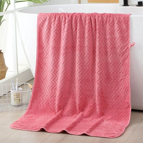 Serviette De Bain En Velours De Corail - 70 x 140 cm - Pour Adulte - Absorbante - Usage Quotidien À La Maison Ou À La Plage - 1 Pièce (1/5)