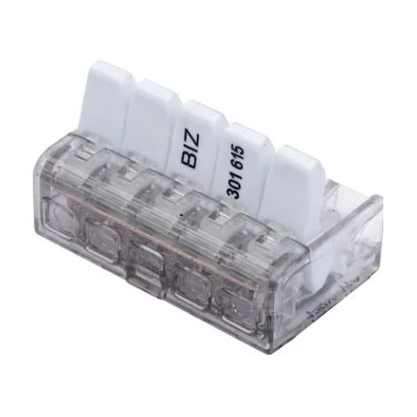 Bizline 301615 Confezione da 25 morsetti a leva a 5 ingressi BIZ'WING 4 0,2-4 mm²