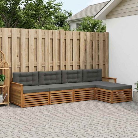 vidaXL Ensemble de canapés d'extérieur 5 pcs Naturel et Anthracite