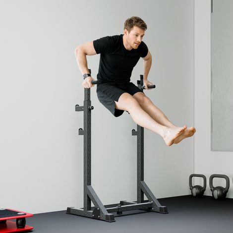 Soporte para Barras de Pesas con Ancho y Altura Ajustable Rack Musculación con Marco de Acero Carga 150 kg Negro (1/5)