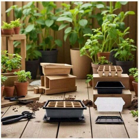 Dispositif de sélection de semis Ensemble de 4 pièces Pot de semis intelligent Boîte de germination domestique Artefact de plantation de balcon Boîte de semis de légumes charnus Plantation de jardin I (1/4)