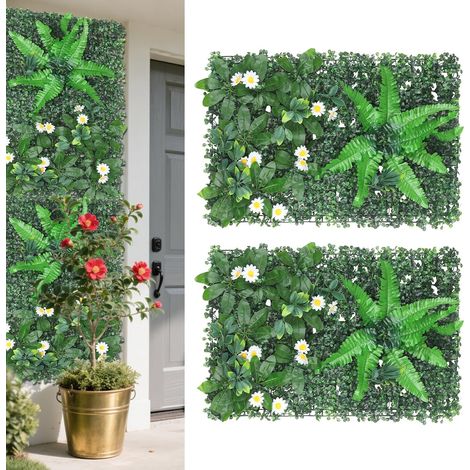 Parete verde artificiale in 2 pezzi, 60x40 cm, pannelli di piante artificiali ultra-realistiche, parete verde artificiale per interni ed esterni, giardino, balcone e decorazione per matrimoni. (1/5)