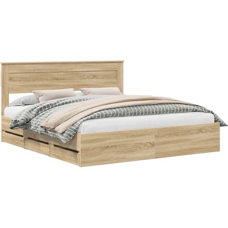 Maison Exclusive - Bettrahmen Sonoma-Eiche 200 x 200 cm Ingenieur (1/5)