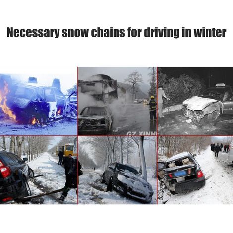 Chaines neige auto antidérapantes, sangles de secours pneus hiver, chaînes portables pour voitures et camions, fixation rapide, 4 pièces, acier robuste, usage extérieur. (1/5)