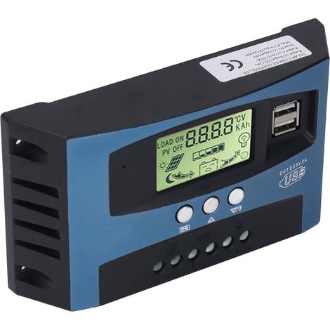 Echtzeitüberwachter MPPT-Solarladeregler, digitales LCD-Display, 12V 24V 100A Photovoltaik-Regler für Solarmodule. (1/5)
