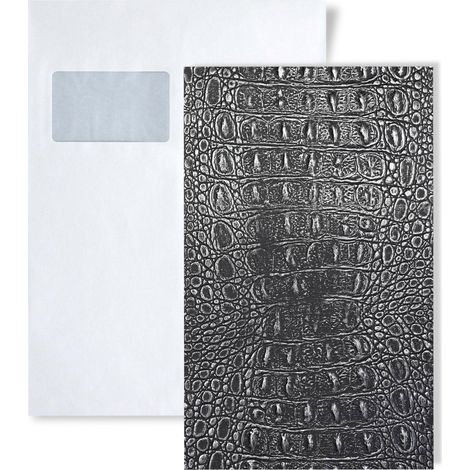 1 MUSTERSTÜCK S-13521 WallFace CROCO SMOKE MET/SILVER Structure Collection Dekorpaneel MUSTER in ca. DIN A5 Größe