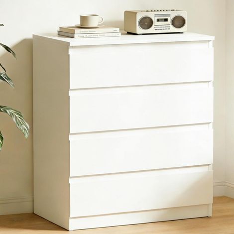 Commode 4 tiroirs blanche 70x40x95cm design moderne et fonctionnelle (1/5)