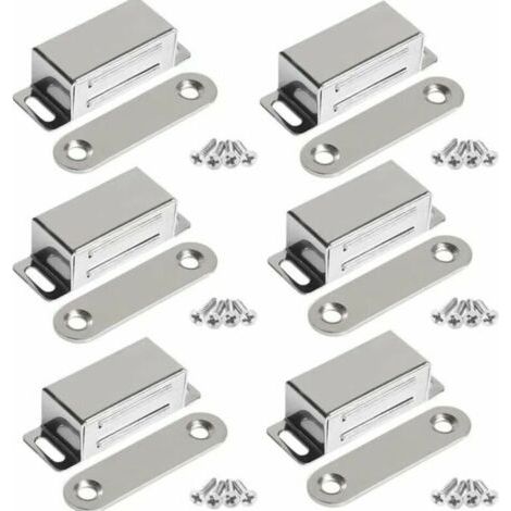 BUNTHAUS Lntyq Aimants de Porte pour Meubles, Aimants Magnétiques en Acier Inoxydable Puissants de 10 kg pour Placard de Porte (Lot de 6, avec vis en acier inoxydable)