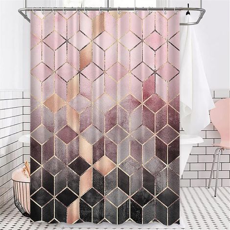 Rideau De Douche En Marbre Pour Salle De Bain Géométrique Texture Moderne Tissu Rideaux Avec Crochets Imperméable (1/5)
