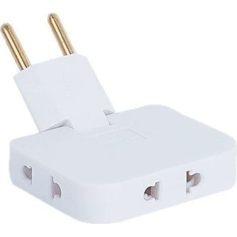 Multiprise Plate - 3 Prises - Connexion Pivotante 180° - Pour Installation Derrière Meuble - 16 A 250 V - Lot de 2