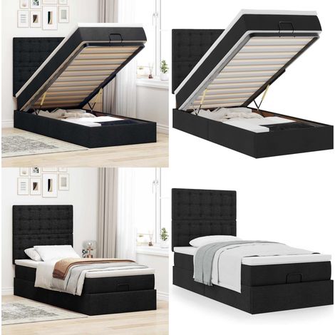 vidaXL Ottoman-Bett mit Matratze Schwarz 100x200 cm Stoff (1/5)