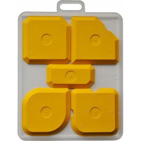 Lot de 5 spatules professionnelles en silicone et acrylique pour joints parfaits – jaune, maniables et résistantes (1/5)