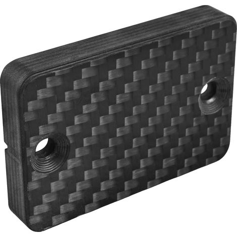 Tapa del depósito de líquido de frenos, fibra de carbono, mecanizada por CNC, negra. (1/2)