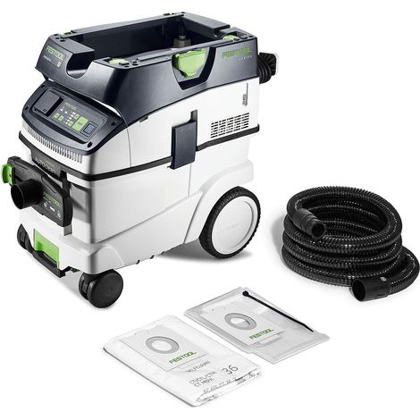 Festool – Aspirateur professionnel CTM 36 EI AC-LHS – Système Autoclean – Dépression 250mbar – Pour plâtrage et ponçage – Tube conique anti-colmatage (1/5)