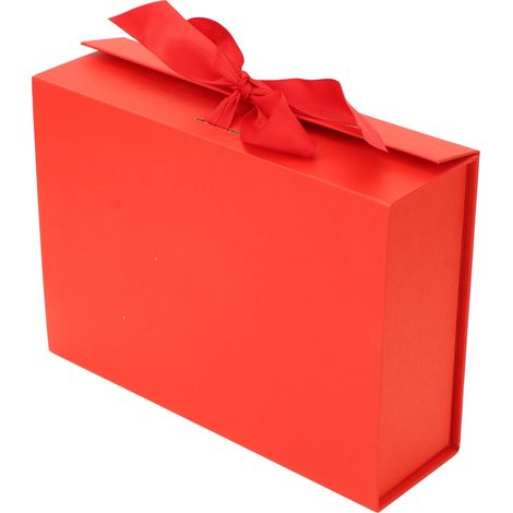 Boîte Cadeau Réutilisable en Rouge - Parfaite pour Bijoux, Parfums et Accessoires - Design Pliable avec Ruban Décoratif (1/5)