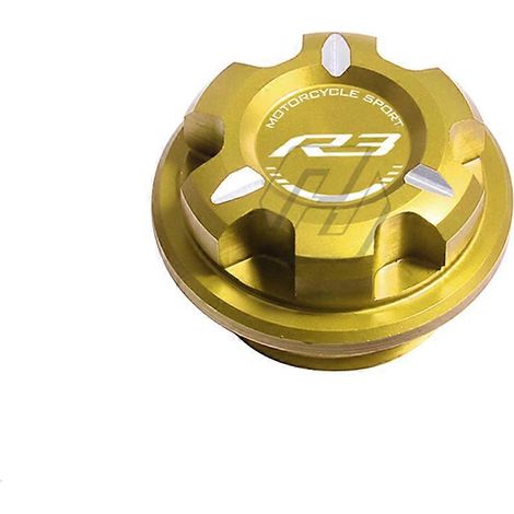 Compatible avec Yamaha R3 2015-2023 : Bouchon de réservoir d'huile en alliage d'aluminium modifié CNC avec picot de stationnement (bouchon doré). (1/5)