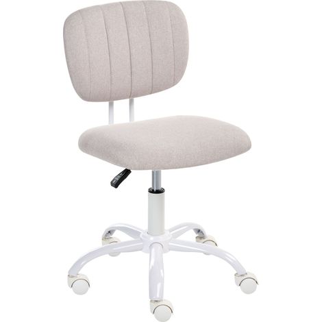 Elegante sedia girevole da scrivania in tessuto Struttura in ferro Camera dei bambini Altezza regolabile Senza braccioli Beige chiaro Bubbly