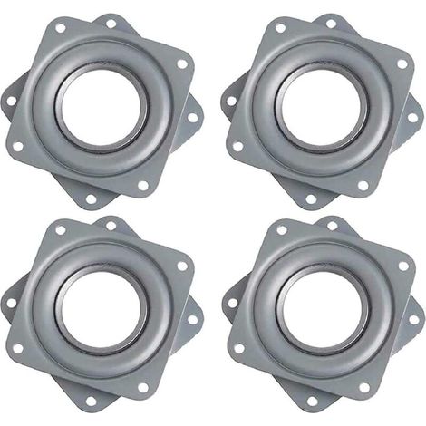 Plateau Tournant Carré 4 Pouces, 360 Degrés, Rotatif à Roulement à Billes, Métal Galvanisé, Plaque Pivotante Silencieuse, Flexibilité Optimale pour Présentoirs, Moniteur Ordinateur et Tabouret