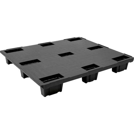 BRB Leichtpalette im Industriemaß, schwarz, geschlossen, LxBxH 1200x1x153 mm, Deckfläche durchbrochen (1/2)