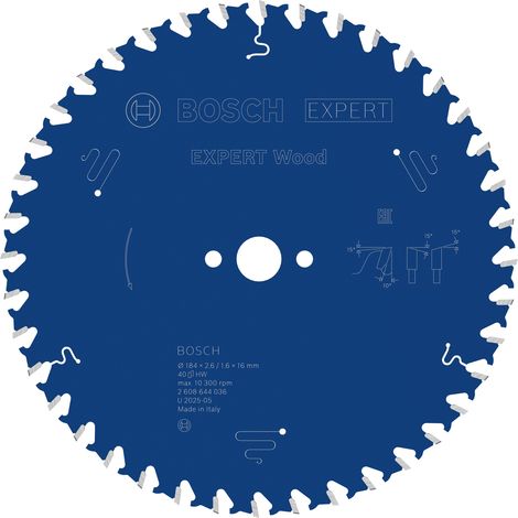 Bosch EXPERT Wood Circular Saw Blade 184 x 2.6/1.6 x 16 mm T40 2608644036