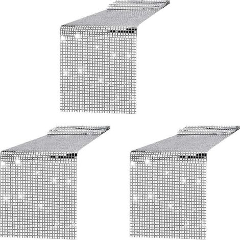 Chemin de table 3X Disco Party Mirror Silver Leaf Glitter Metallic pour soirée dansante ou mariage (1/5)