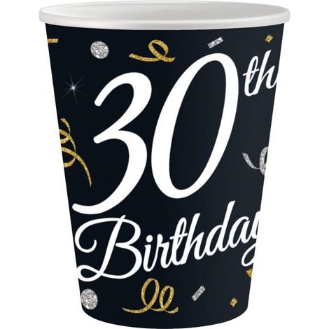 Bicchieri di carta per il 30° compleanno, 250 ml, 6 pezzi. (1/3)