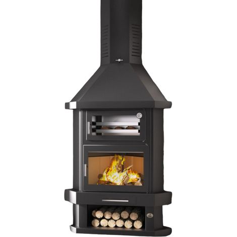 Cheminée d'angle avec four 10.4 kW – Puissance 13.8 kW – Rendement 79% – Volume de chauffe 295 m3 – Acceptant bûches 62 cm – Fm Biomasa (1/5)
