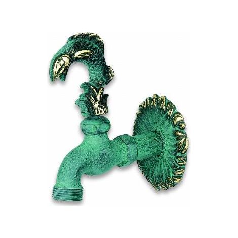 FPLUS grifo laton pez , GRIFO JARDIN PEZ LATON ENVEJECIDO TONO VERDOSO
Grifo decorativo PEZ LATON ENVEJECIDO TONO VERDOSO
Cierre de montura
Con florón y racor adaptador manguera
Co