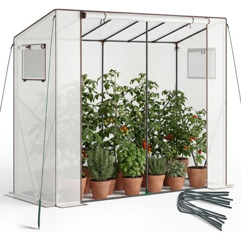 Serre en plastique, cadre acier, blanc transparent 200x97x170cm