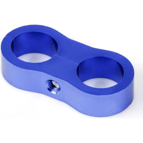Automotive modification dual-hole oil pipe clamp separator universal fixing aluminum alloy wire clamp AN4AN6AN8AN10 multi-color - blue (1/4)
