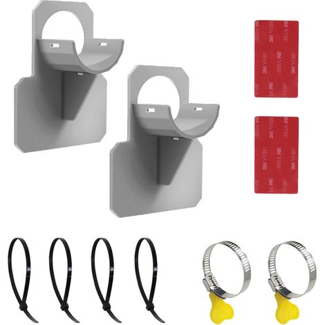 Lot de 2 supports de tuyau de piscine anti-torsion, accessoires en plastique avec pince en acier inoxydable pour piscines Intex (gris) (1/5)