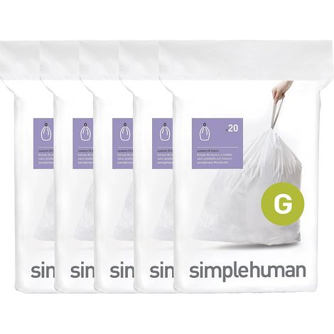 sacs poubelle sur mesure, 5 x paquet de 20 (100 sacs), plastique blanc (1/5)