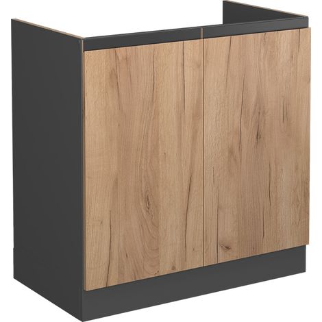 Meuble cuisine R-Line, Chêne de force doré, 80 cm J-Shape, sans plan de travail, Vicco
