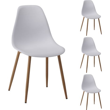 Lot de 4 chaises de repas style scandinave en PU blanc - SCANDI