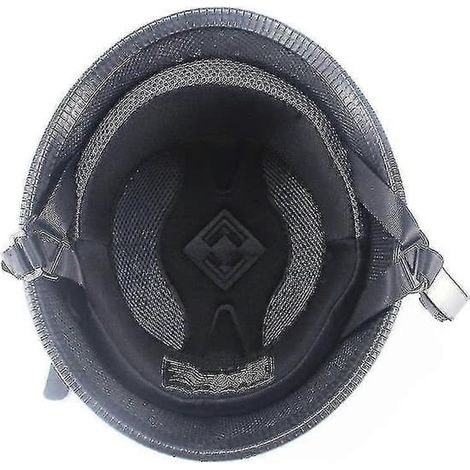 Casque demi-jet de moto cruiser vintage, style allemand, noir brillant, taille M (1/3)