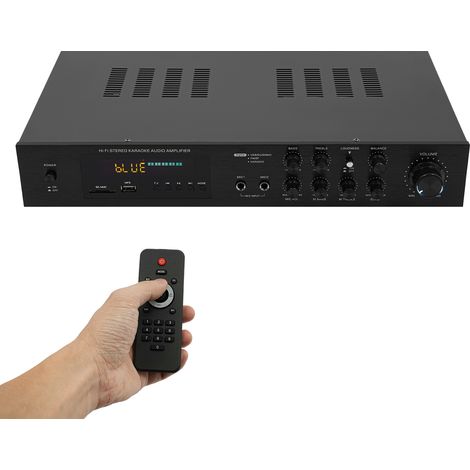 Amplificateur Bluetooth, amplificateur audio, amplificateur stéréo HiFi avec télécommande, sortie Bluetooth SD\USBRCAAUX .0, 5.1 canaux, 2 prises microphone, 600 W, pour home cinéma, soirées karaoké (1/5)